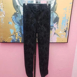 Chico's Black Jeans with Velvet Pattern